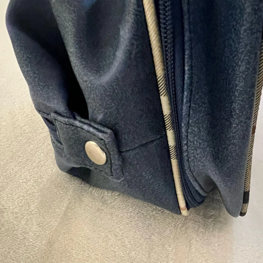 💚 Burberry Fragrance Navy Nova Check Pouch Bag Vanity Bag Double Stack/ Rare🩷